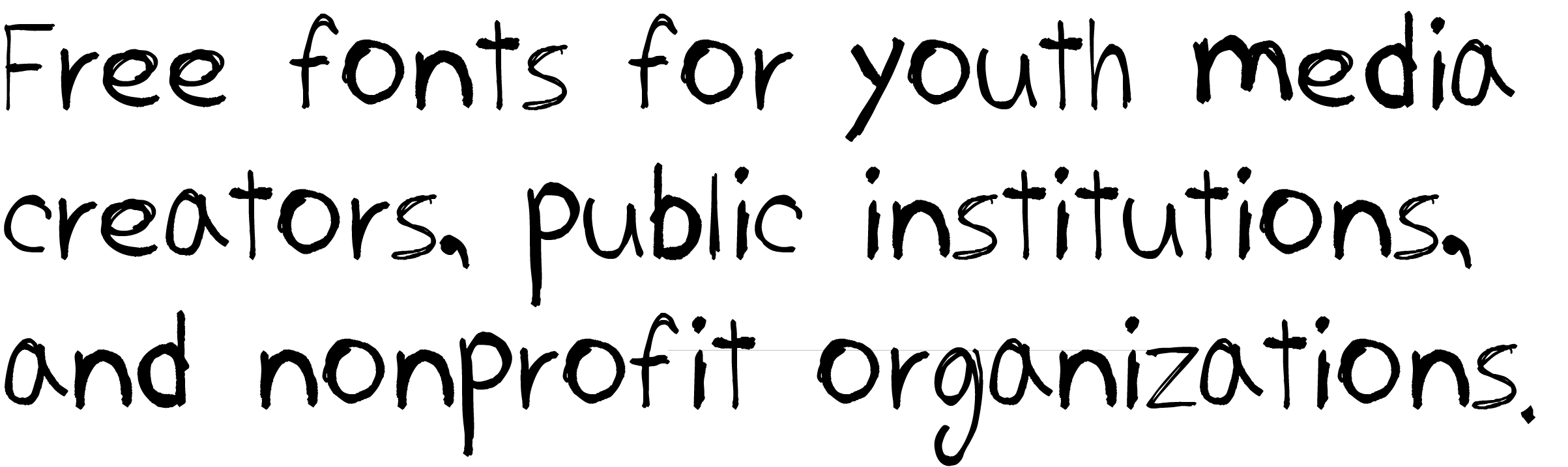 청소년미디어제작자, 공공기관, 비영리단체를 위한 무료서체입니다