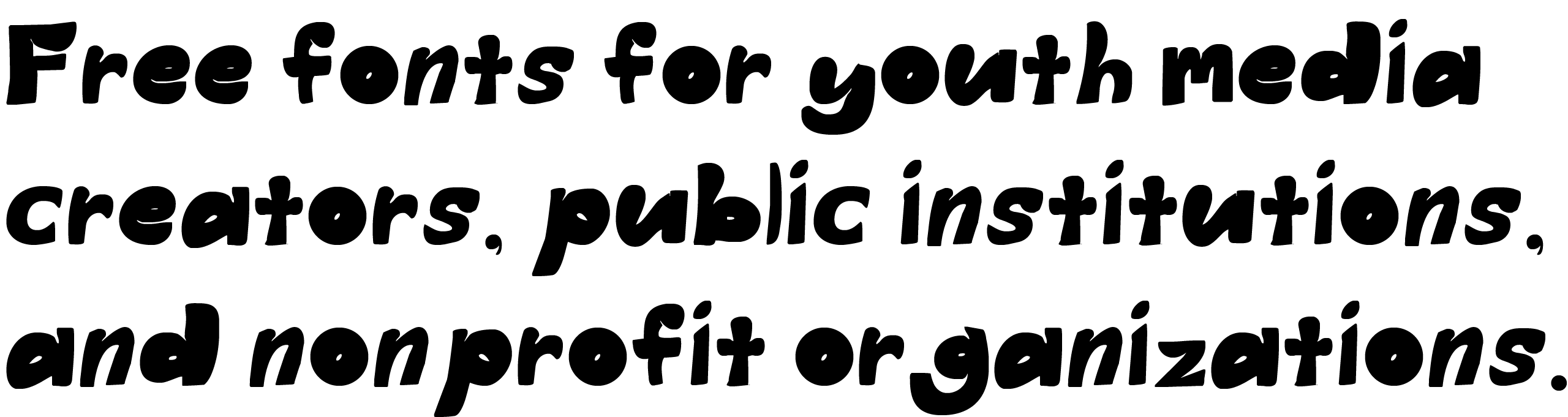 청소년미디어제작자, 공공기관, 비영리단체를 위한 무료서체입니다